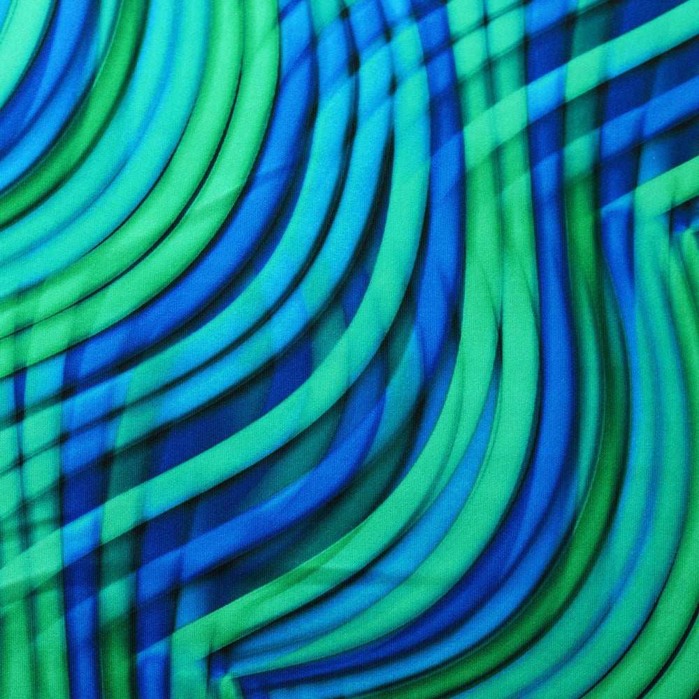 Electric Kool-Aid Polyester Spandex Fabric - Abstract Print, Blue/Green Or Pink/Red, Four-Way Stretch, 58/60" Width (1 Yard)