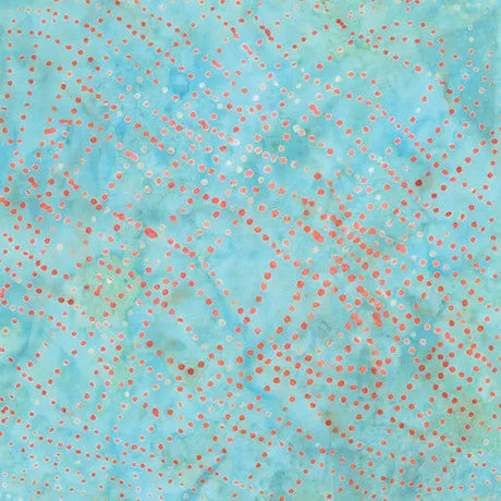 Cotton Wave Dots Fabric Blue Green Aqua 44/45"