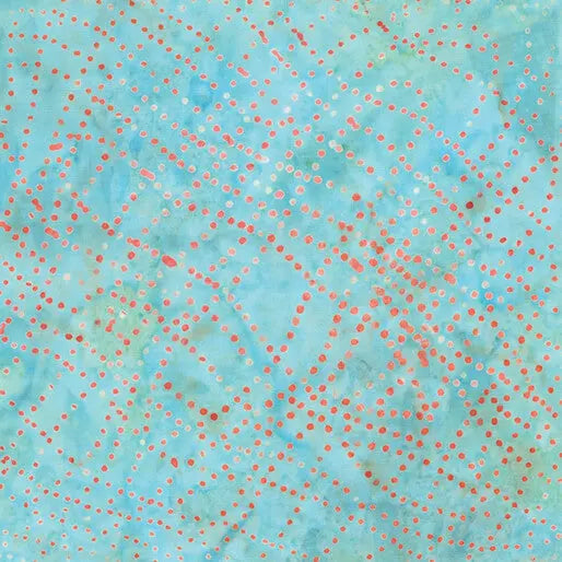 Cotton Wave Dots Fabric Blue Green Aqua 44/45"