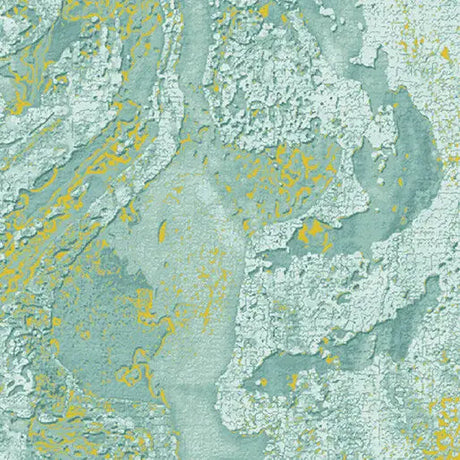 Cotton Print Blue Green Dried Clay Turquoise Fabric
