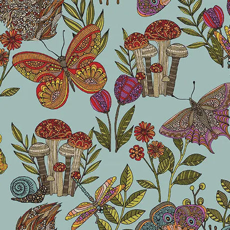 Cotton Print Fabric Blue Green Teal Small Wonders Toss