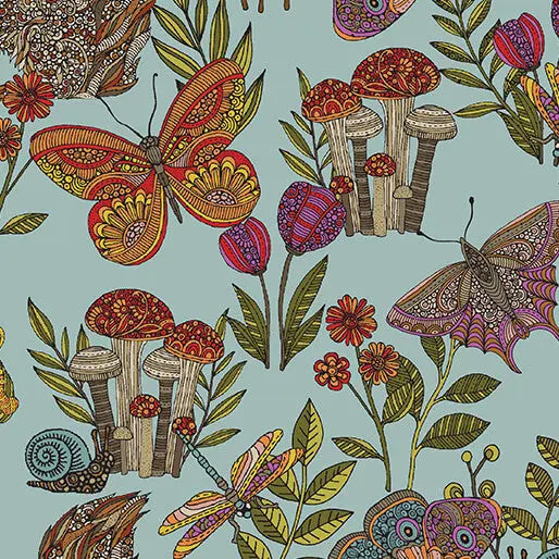 Cotton Print Fabric Blue Green Teal Small Wonders Toss