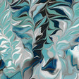 Cotton Fabric Blue Green Turquoise Fluid Fern