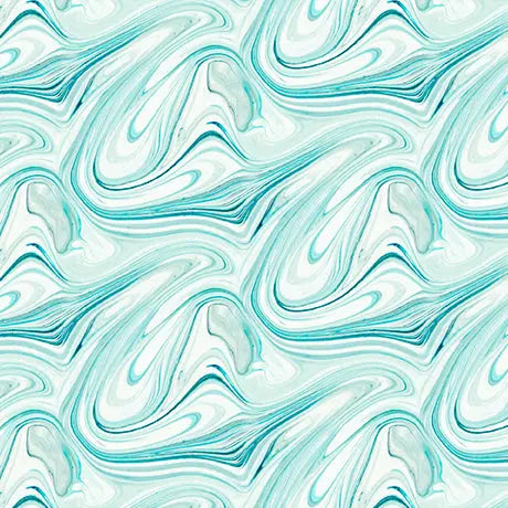 Cotton Marble Print Fabric 44/45" Turquoise Blue Green