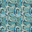 Cotton Print Swirl Fern Fabric Turquoise Blue Green 44/45