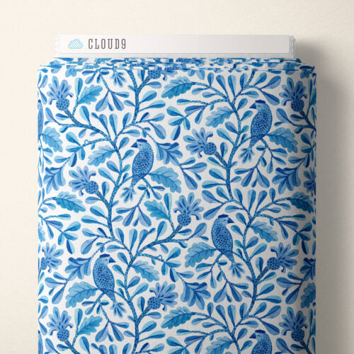 Cotton Print Blue Henri Birds and Branches Fabric