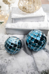 10 CM Blue Chrome Honeycombed VP Ball Ornament