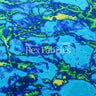 Infrared Poly Spandex Fabric - Blue Lime, Orange Turquoise, Marble Print, 58/60" Width (1 Yard)