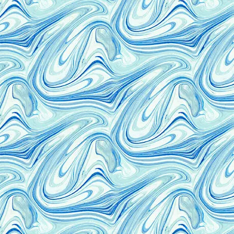Cotton Print Blue Marble Virtuoso Fabric 44/45