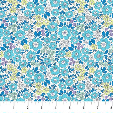 Cotton Blue Meadow Pocket Posies Fabric 44/45"