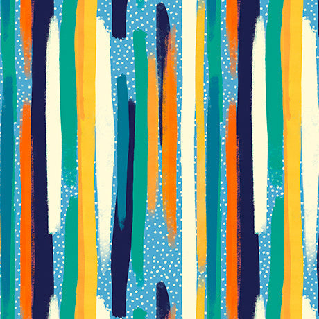 Cotton Print Blue Mingle Brush Strokes Fabric 44/45"