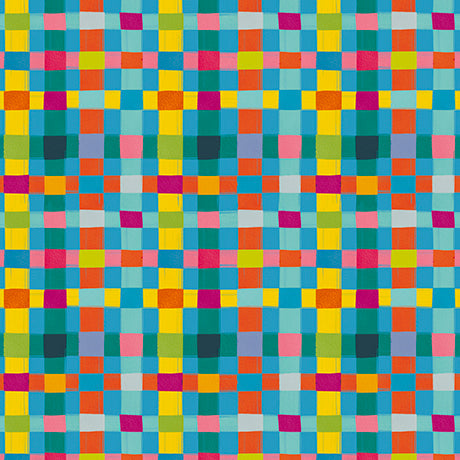 Cotton Print Blue Mingle Check Fabric 44/45"