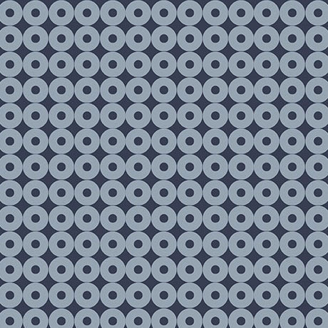 Cotton Print Blue Circle Grid Geo Fabric 43/44"