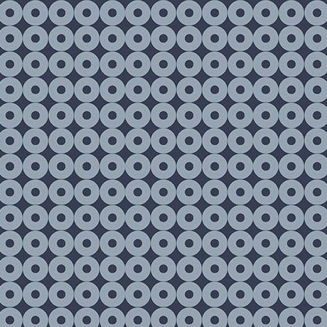 Cotton Print Blue Circle Grid Geo Fabric 43/44"