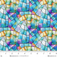 Cotton Quilt Backing Fabric Blue/Multi Kaleidoscope Stained Glass 108" Wide