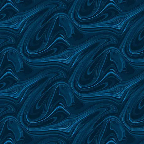 Cotton Fabric Blue Navy Marble Virtuoso 44/45