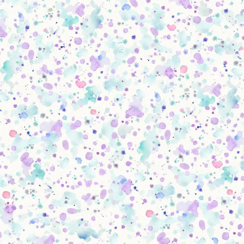 Cotton Wideback Fabric Blue Purple Paint Splatter 108"