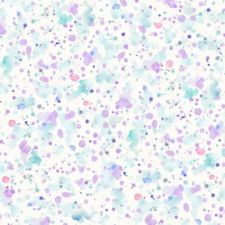 Cotton Wideback Fabric Blue Purple Paint Splatter 108"