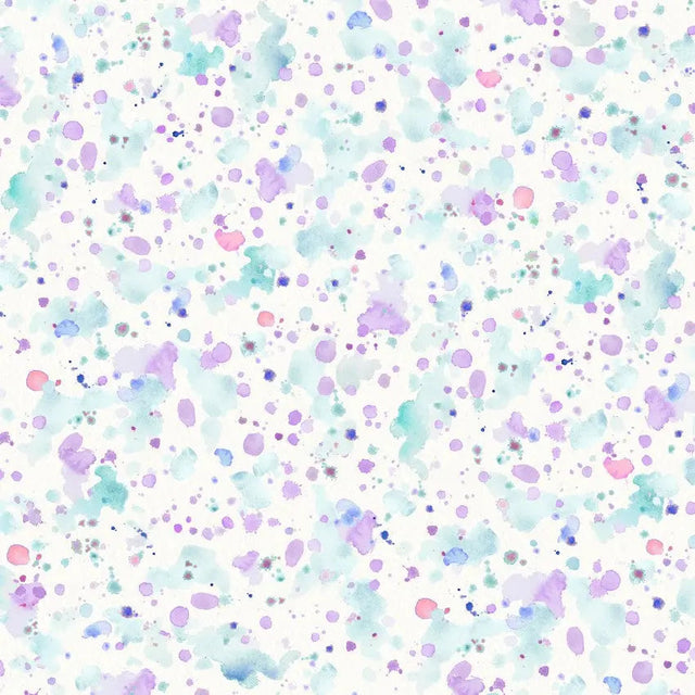 Cotton Wideback Fabric Blue Purple Paint Splatter 108"