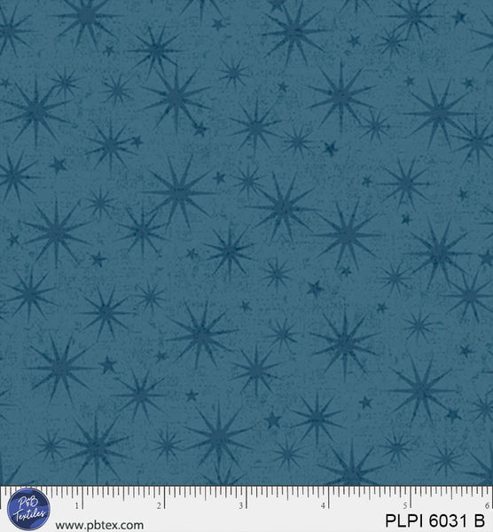 Cotton Print Blue Star Starburst Love Pickleball Fabric 44/45"