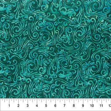Cotton Wideback Fabric Blue Turquoise Swirls 108"