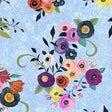 Blue Watercolor Floral Toss Cotton Fabric 44/45"