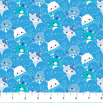 Cotton Print Blue White Pack Squishmallows Fabric 44/45"