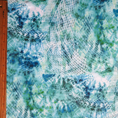 Athletic Jersey Knit Poly Spandex Abstract Snakeskin Blue/Green