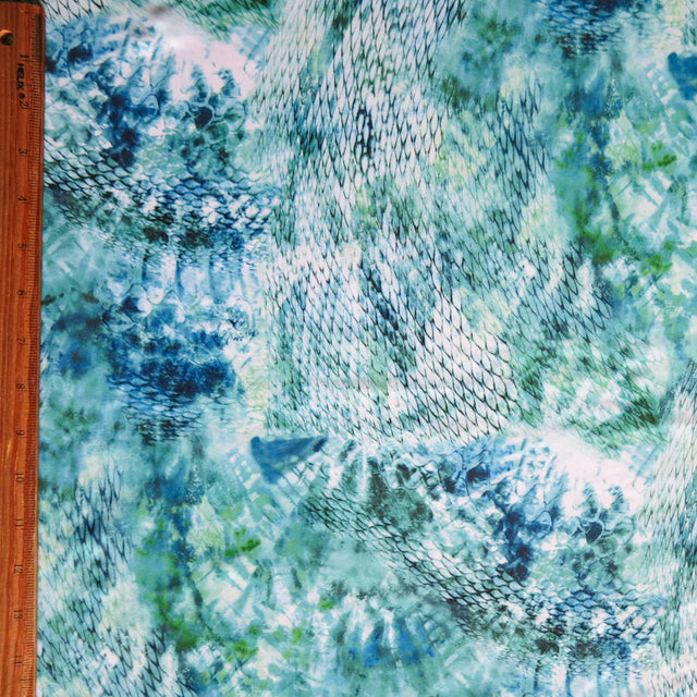 Athletic Jersey Knit Poly Spandex Abstract Snakeskin Blue/Green