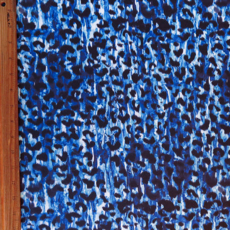 Swim Knit Poly Spandex Blue Leopard 4-Way Stretch