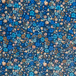Swim Knit Poly Spandex Ditsy Flowers Blue Orange