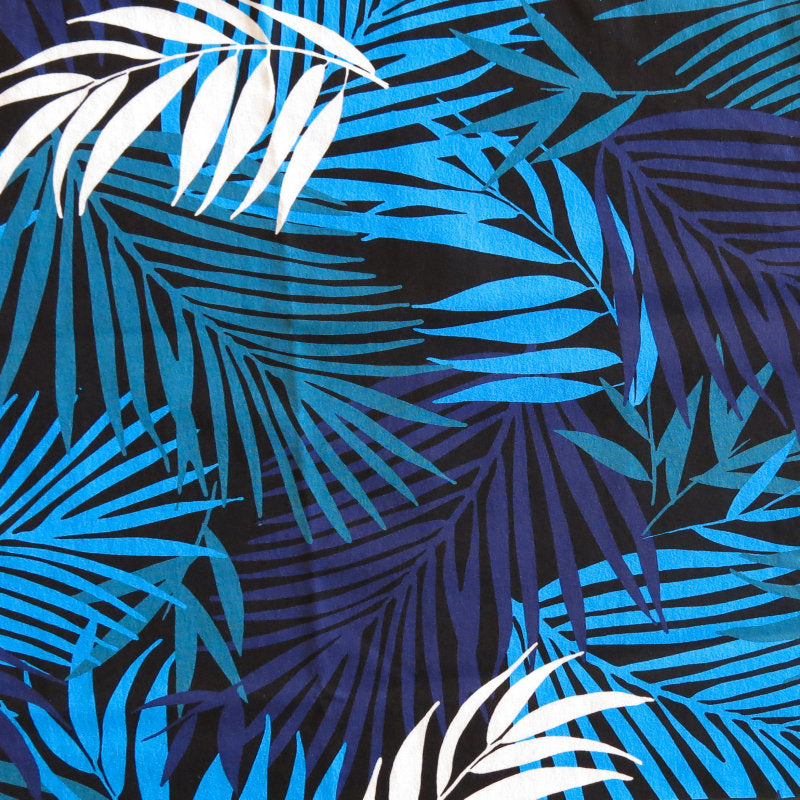 Stretch Boardshort Fabric Blue Palms UPF 50+