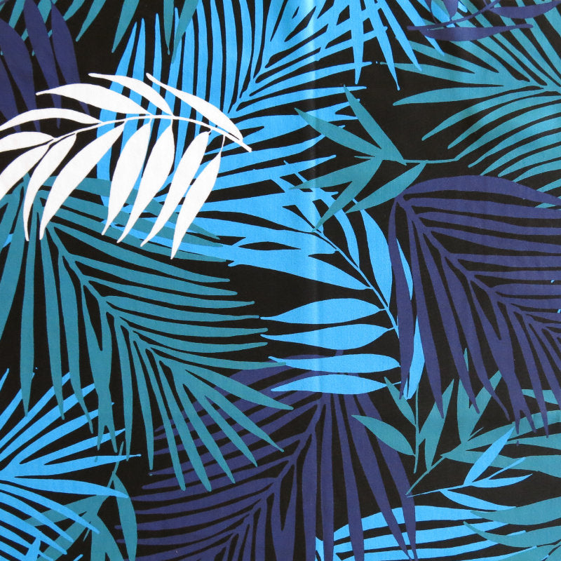 Swim Knit Nylon Spandex Blue Palms 4-Way Stretch