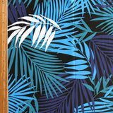 Swim Knit Nylon Spandex Blue Palms 4-Way Stretch