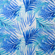 Swim Knit Nylon Spandex Blue Palms on White