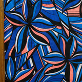 Swim Knit Poly Spandex Blue/Coral Abstract Floral