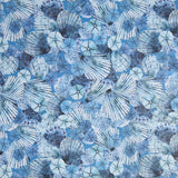 Swim Knit Poly Spandex Blue Seashells 4-Way Stretch