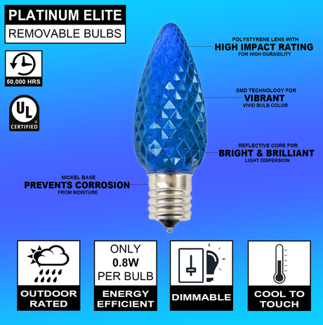 C9 Platinum Elite LED SMD Bulb (25 bulbs/bag) - Faceted, Blue
