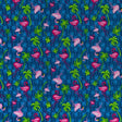 Quilting Cotton Blue Flamingo Tropics 100% Cotton