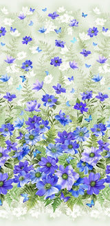 Quilting Cotton Floral Fantasy Border Blue Michael Miller