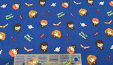 Quilting Cotton Blue Harry Potter Kawaii Trio Toss