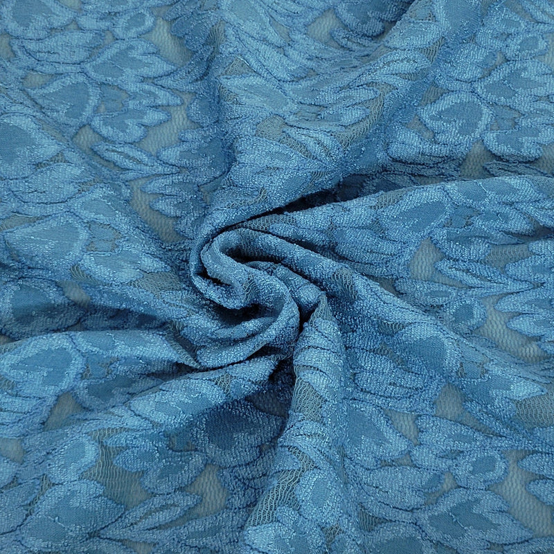 Floral Lace Blue Nylon Spandex