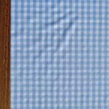 Blue and White Gingham Stretch Woven Fabric