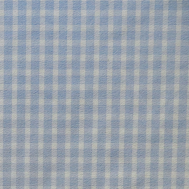 Stretch Woven Blue and White Lined Gingham Fabric