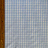 Stretch Woven Blue and White Lined Gingham Fabric