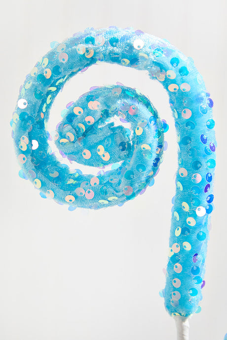 28" Sequin Spiral Curly Spray - Blue