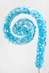 28 Inch Sequin Spiral Curly Spray - Blue