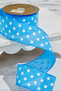 2.5" x 10 Yards Bright Blue Polka Dot Ribbon