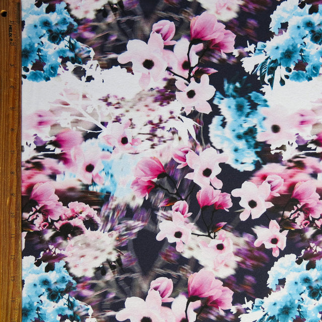 Stretch Woven Blurred Flowers Boardshort Fabric