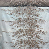 1 Yard Beaded 3D Floral Lace Fabric Embroidered 100 Percent Polyester Net Mesh 51 inch Width